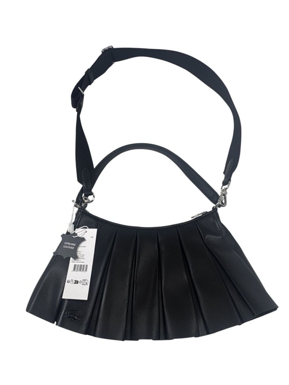Lacoste Medium Runway Lenglen Leather Bag in Black
